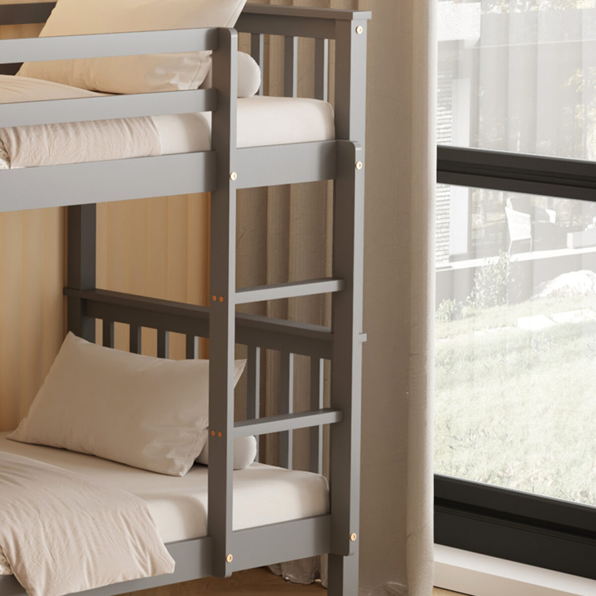 ΚΟΥΚΕΤΑ ΠΑΙΔΙΚΗ ΜΕ 2 ΣΤΡΩΜΑΤΑ LANTAI HM21307.02 ΞΥΛΟ ΠΕΥΚΟΥ ΓΚΡΙ--ΣΤΡΩΜΑΤΑ 90x190εκ - Image 8