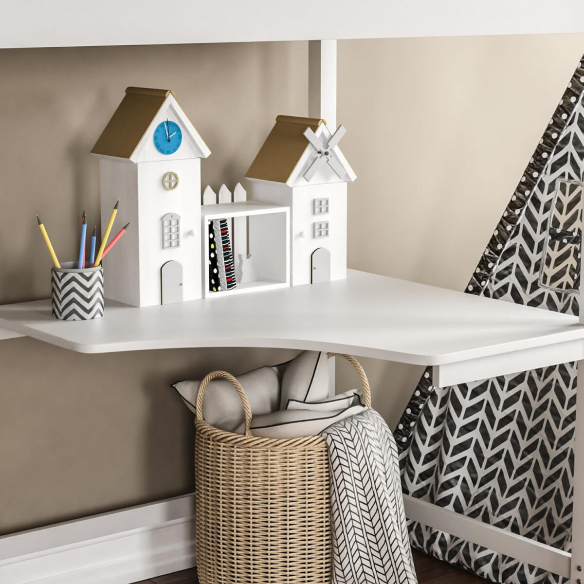 ΚΟΥΚΕΤΑ ΠΑΙΔΙΚΗ ΜΕ ΓΡΑΦΕΙΟ AKRON HM21311.01 ΞΥΛΟ ΠΕΥΚΟΥ ΛΕΥΚΟ--ME ΣΤΡΩΜΑ 90x190εκ - Image 6