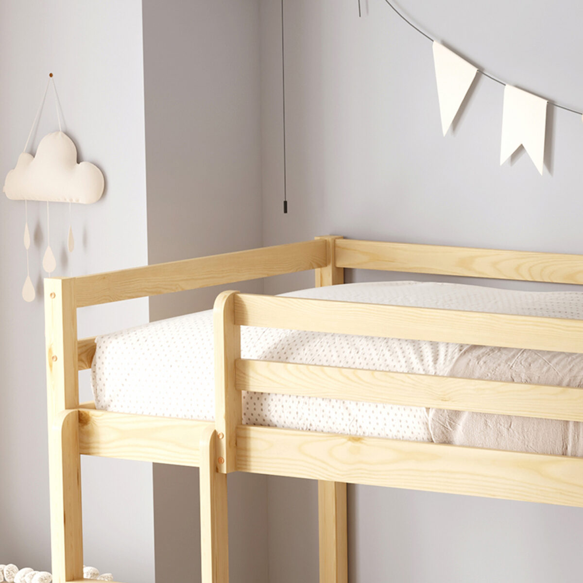 ΚΟΥΚΕΤΑ ΠΑΙΔΙΚΗ ΜΕ ΠΑΡΚΑΚΙ PLAYKID HM21312 ΞΥΛΟ ΠΕΥΚΟΥ ΦΥΣΙΚΟ--ME ΣΤΡΩΜΑ 90x190εκ - Image 7