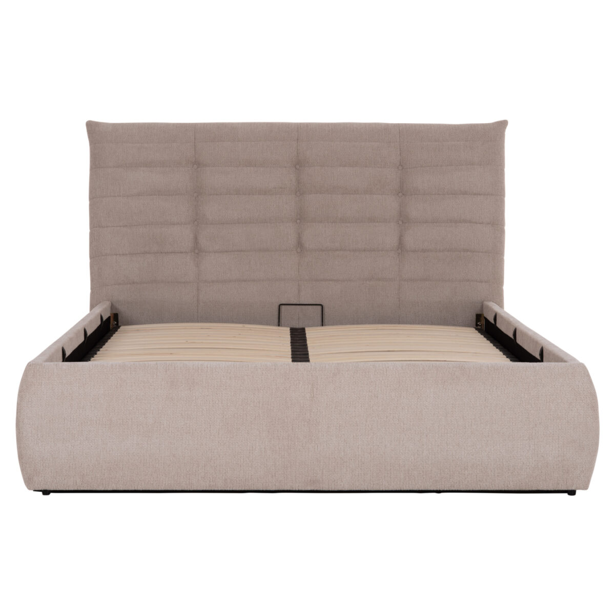 ΚΡΕΒΑΤΙ ΔΙΠΛΟ SANDRA HM732.03 ΜΠΕΖ ΥΦΑΣΜΑ & ΑΠΟΘΗΚΕΥΤΙΚΟΣ ΧΩΡΟΣ ΓΙΑ  ΣΤΡΩΜΑ 160x200εκ - Image 4