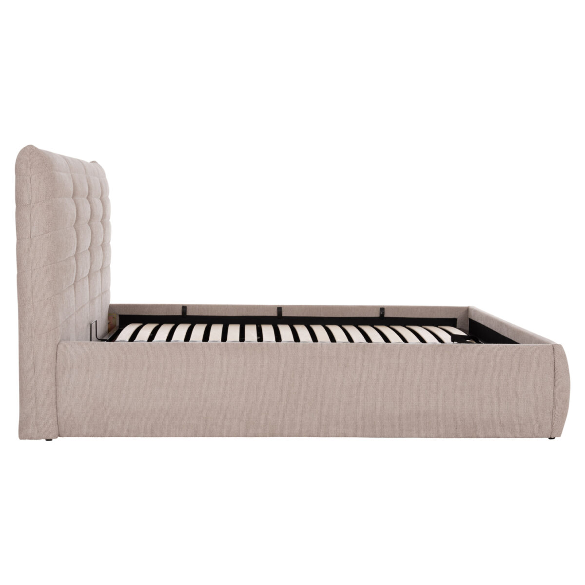 ΚΡΕΒΑΤΙ ΔΙΠΛΟ SANDRA HM732.03 ΜΠΕΖ ΥΦΑΣΜΑ & ΑΠΟΘΗΚΕΥΤΙΚΟΣ ΧΩΡΟΣ ΓΙΑ  ΣΤΡΩΜΑ 160x200εκ - Image 5