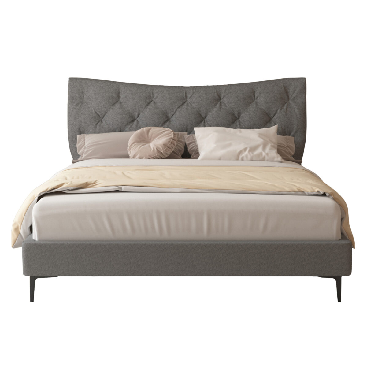 ΚΡΕΒΑΤΙ ΔΙΠΛΟ JILL HM737.01 ΥΦΑΣΜΑ ΣΕ ΓΚΡΙ--ΓΙΑ ΣΤΡΩΜΑ 160x200εκ. - Image 4