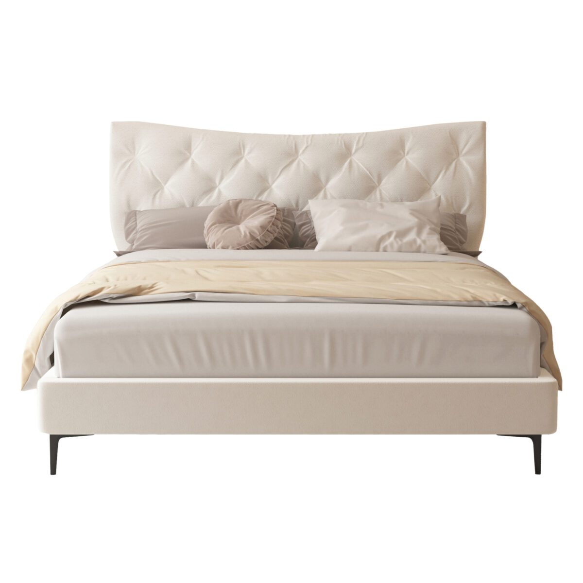 ΚΡΕΒΑΤΙ ΔΙΠΛΟ JILL HM737.03 ΥΦΑΣΜΑ ΣΕ ΜΠΕΖ--ΓΙΑ ΣΤΡΩΜΑ 160x200εκ. - Image 4