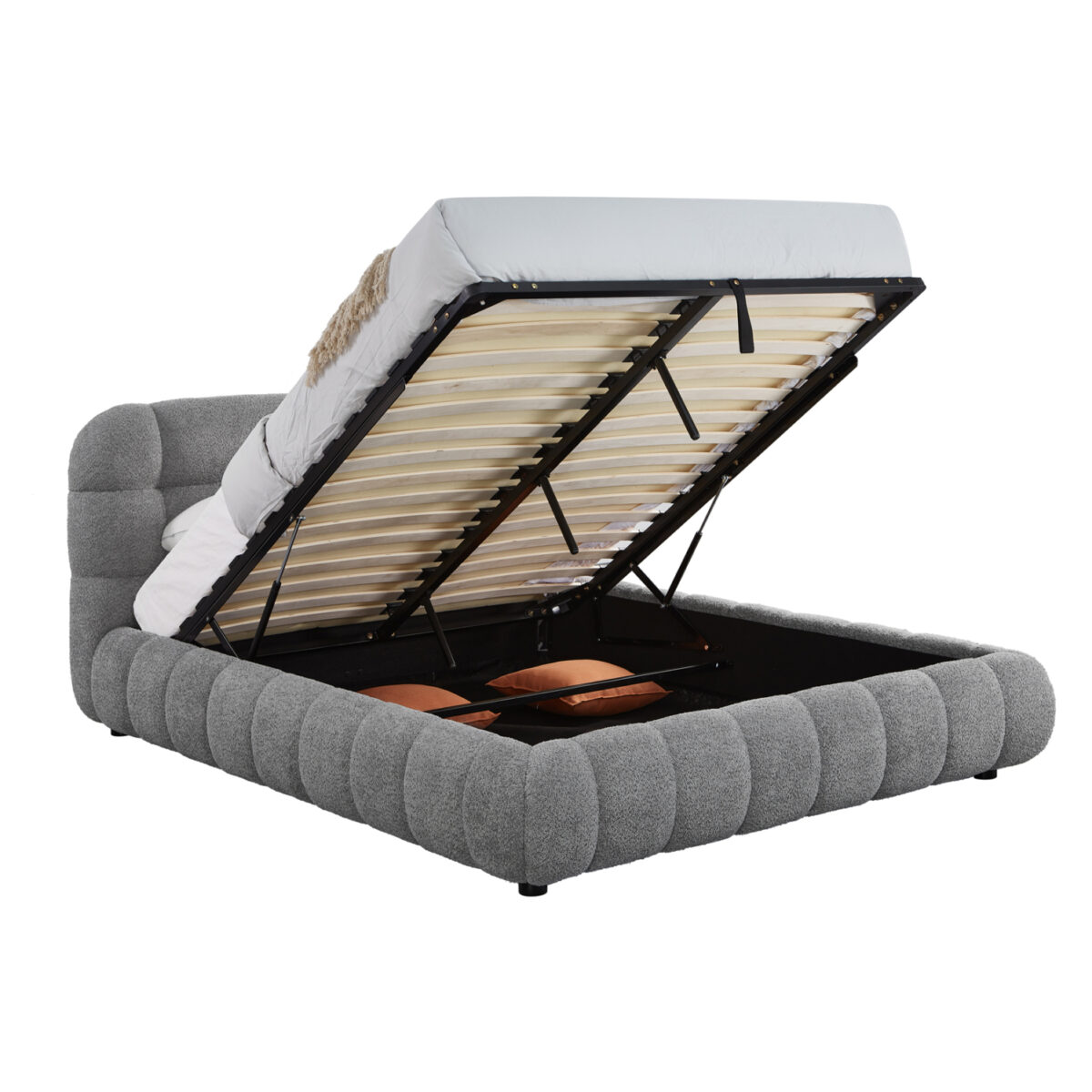 ΚΡΕΒΑΤΙ ΜΕ ΑΠΟΘ.ΧΩΡΟ MOLEN HM730.01 ΓΚΡΙ ΜΠΟΥΚΛΕ ΥΦΑΣΜΑ--ΓΙΑ ΣΤΡΩΜΑ 160x200εκ - Image 6