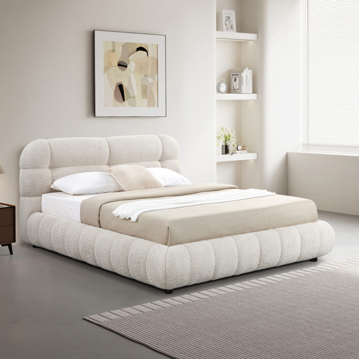 ΚΡΕΒΑΤΙ ΜΕ ΑΠΟΘ.ΧΩΡΟ MOLEN HM730.03 ΜΠΕΖ ΜΠΟΥΚΛΕ ΥΦΑΣΜΑ--ΓΙΑ ΣΤΡΩΜΑ 160x200εκ - Image 2