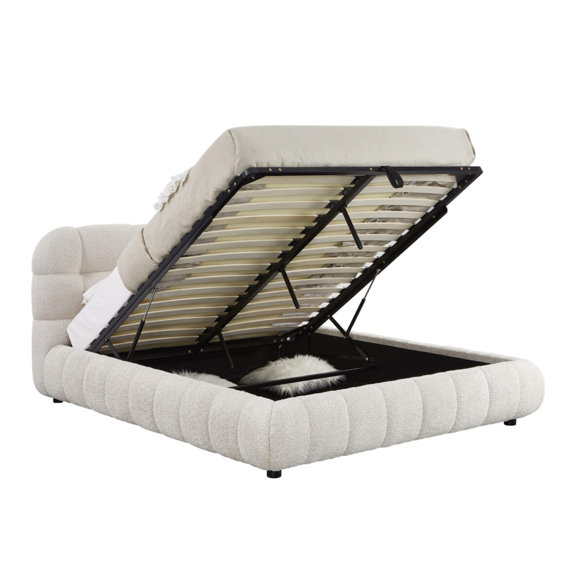 ΚΡΕΒΑΤΙ ΜΕ ΑΠΟΘ.ΧΩΡΟ MOLEN HM730.03 ΜΠΕΖ ΜΠΟΥΚΛΕ ΥΦΑΣΜΑ--ΓΙΑ ΣΤΡΩΜΑ 160x200εκ - Image 6