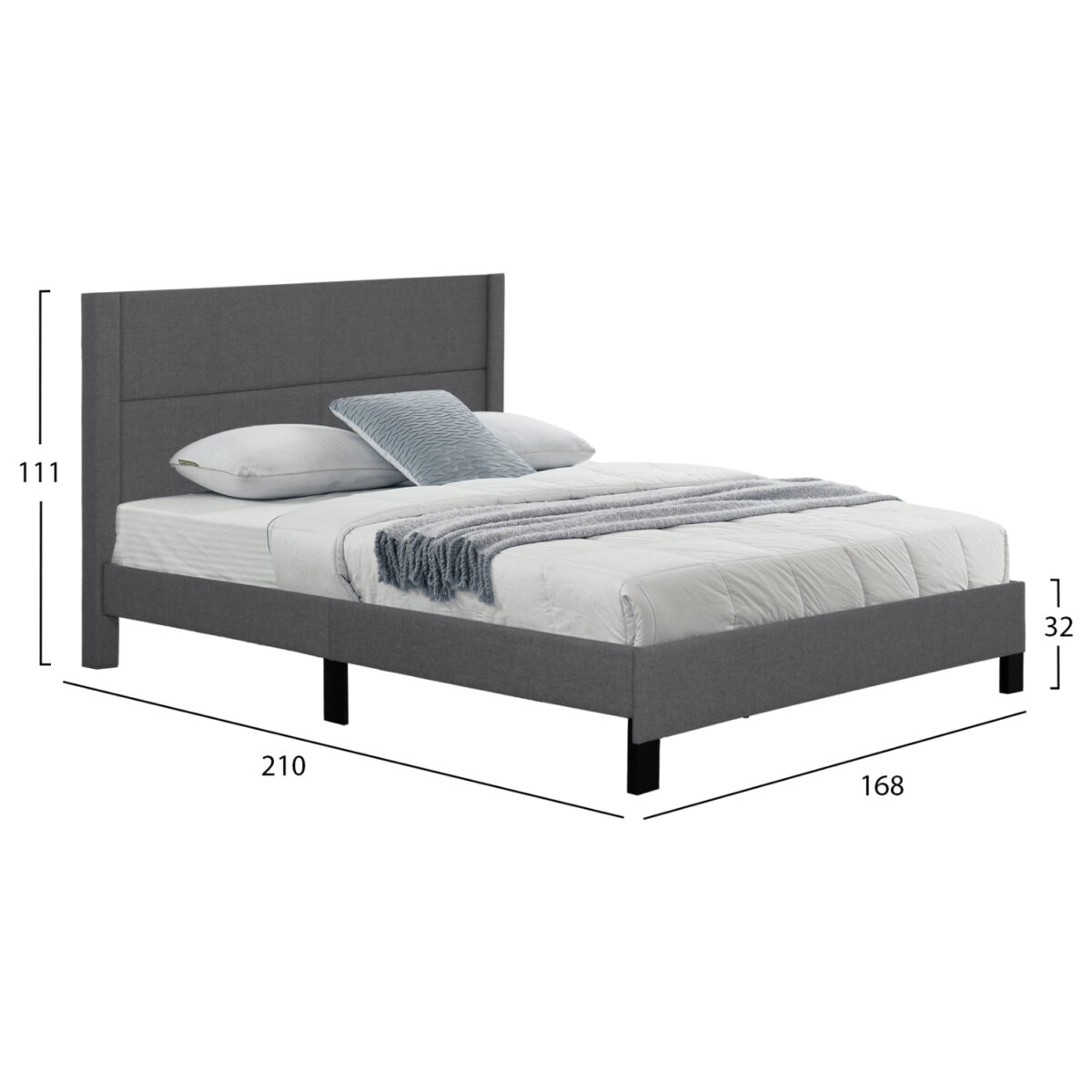 ΚΡΕΒΑΤΙ TRILLOP HM666.12 ΓΚΡΙ ΥΦΑΣΜΑ ΓΙΑ ΣΤΡΩΜΑ 160X200εκ. - Image 2