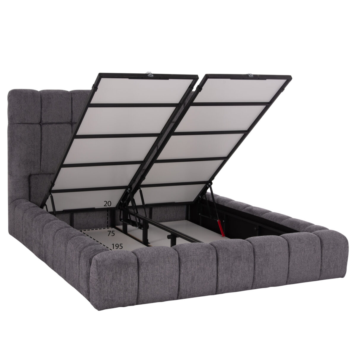 ΚΡΕΒΑΤΙ RAMON ΜΕ ΑΠΟΘ. ΧΩΡΟ HM720.22 ΥΦΑΣΜΑ TEDDY ΓΚΡΙ-ΓΙΑ ΣΤΡΩΜΑ 160x200εκ - Image 6