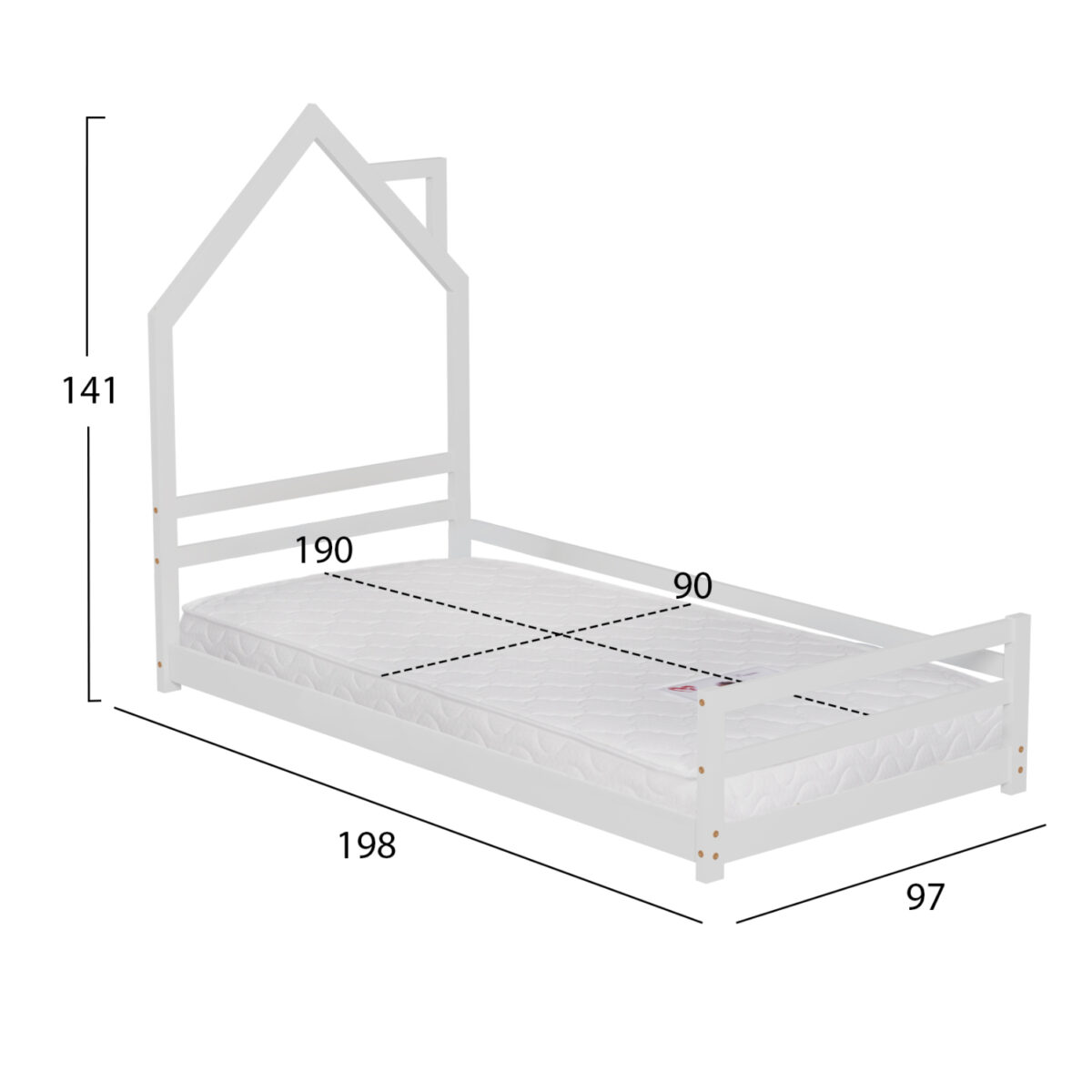 ΚΡΕΒΑΤΙ ΠΑΙΔΙΚΟ ΜΕ ΣΤΡΩΜΑ HOUSER HM21301 ΞΥΛΟ ΠΕΥΚΟΥ ΣΕ ΛΕΥΚΟ--ΣΤΡΩΜΑ 90x190εκ - Image 3