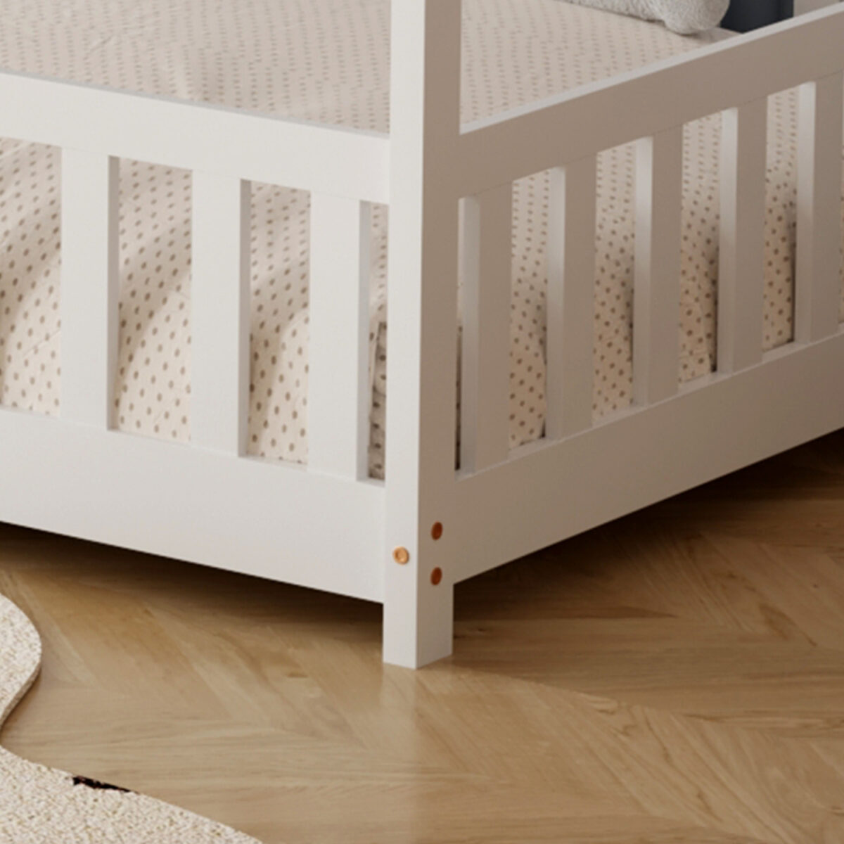 ΚΡΕΒΑΤΙ ΠΑΙΔΙΚΟ ΜΕ ΣΤΡΩΜΑ PHYLLIS HM21304.01 ΞΥΛΟ ΠΕΥΚΟΥ ΣΕ ΛΕΥΚΟ--ΣΤΡΩΜΑ 90x190εκ - Image 8
