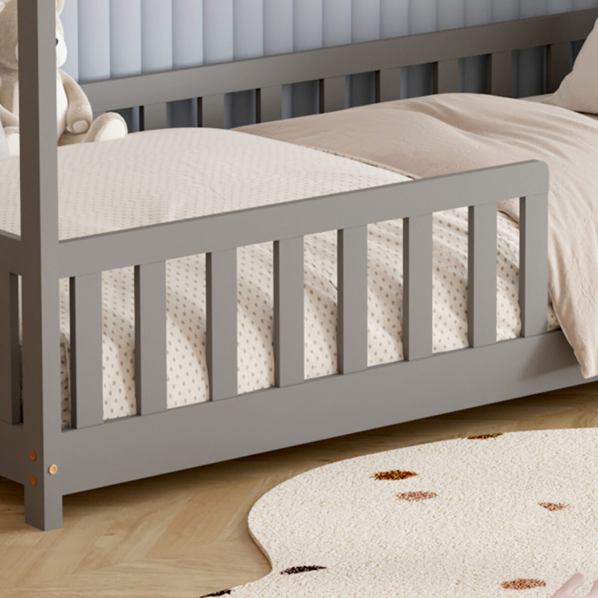 ΚΡΕΒΑΤΙ ΠΑΙΔΙΚΟ ΜΕ ΣΤΡΩΜΑ PHYLLIS HM21304.02 ΞΥΛΟ ΠΕΥΚΟΥ ΣΕ ΓΚΡΙ--ΣΤΡΩΜΑ 90x190εκ - Image 7