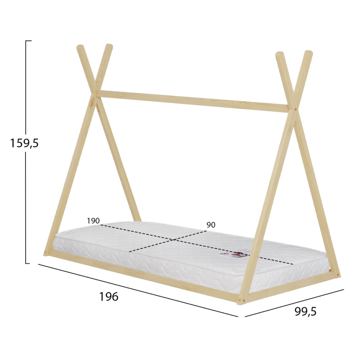 ΚΡΕΒΑΤΙ ΠΑΙΔΙΚΟ ΜΕ ΣΤΡΩΜΑ MUNK HM21306 ΞΥΛΟ ΠΕΥΚΟΥ ΣΕ ΦΥΣΙΚΟ--ΣΤΡΩΜΑ 90x190εκ - Image 3