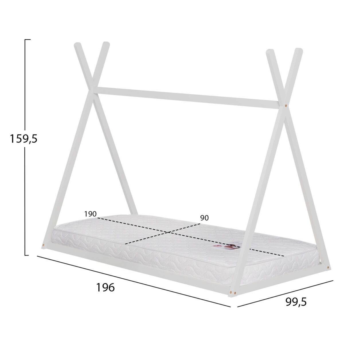 ΚΡΕΒΑΤΙ ΠΑΙΔΙΚΟ ΜΕ ΣΤΡΩΜΑ MUNK HM21306.01 ΞΥΛΟ ΠΕΥΚΟΥ ΣΕ ΛΕΥΚΟ--ΣΤΡΩΜΑ 90x190εκ - Image 3