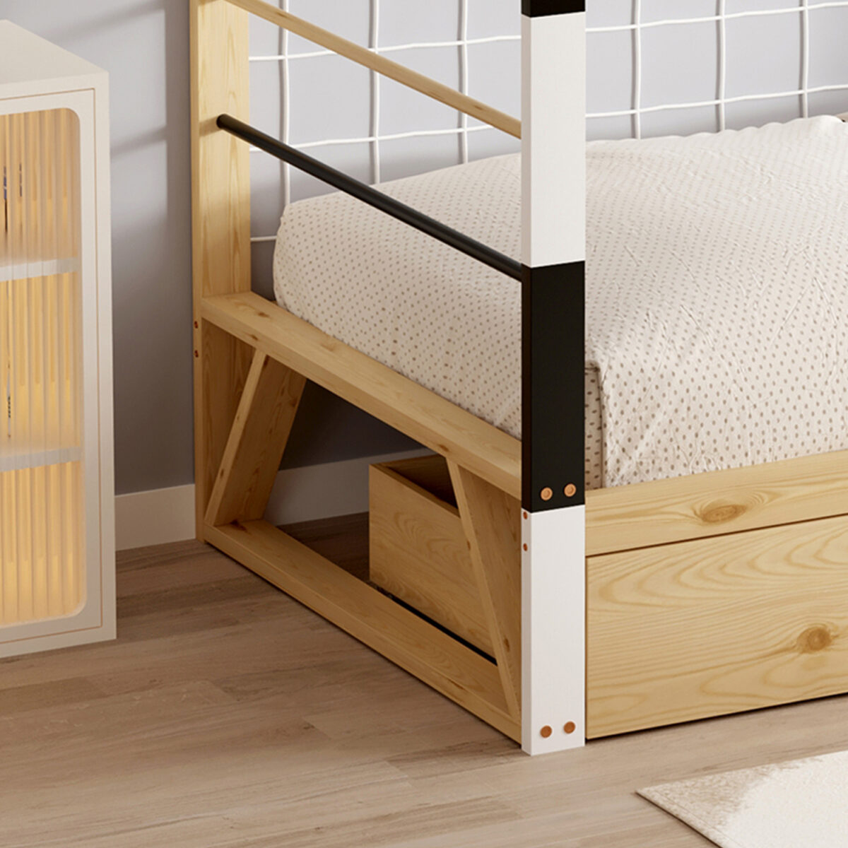 ΚΡΕΒΑΤΙ ΠΑΙΔΙΚΟ ΜΕ ΣΤΡΩΜΑ GOALIE HM21309 ΠΕΥΚΟ ΦΥΣΙΚΟ-ΛΕΥΚΟ-ΜΑΥΡΟ--ΣΤΡΩΜΑ 90x190εκ - Image 8