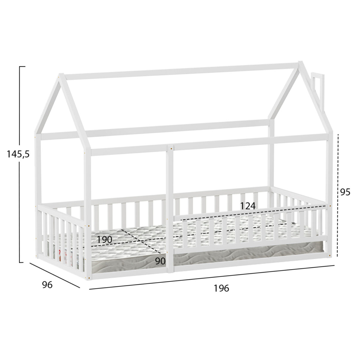 ΚΡΕΒΑΤΙ ΠΑΙΔΙΚΟ ΜΕ ΣΤΡΩΜΑ HOUSER HM21315.01 ΞΥΛΟ ΠΕΥΚΟΥ ΣΕ ΛΕΥΚΟ--ΣΤΡΩΜΑ 90x190εκ - Image 3