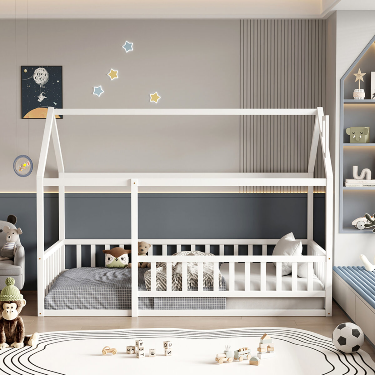 ΚΡΕΒΑΤΙ ΠΑΙΔΙΚΟ ΜΕ ΣΤΡΩΜΑ HOUSER HM21315.01 ΞΥΛΟ ΠΕΥΚΟΥ ΣΕ ΛΕΥΚΟ--ΣΤΡΩΜΑ 90x190εκ - Image 5