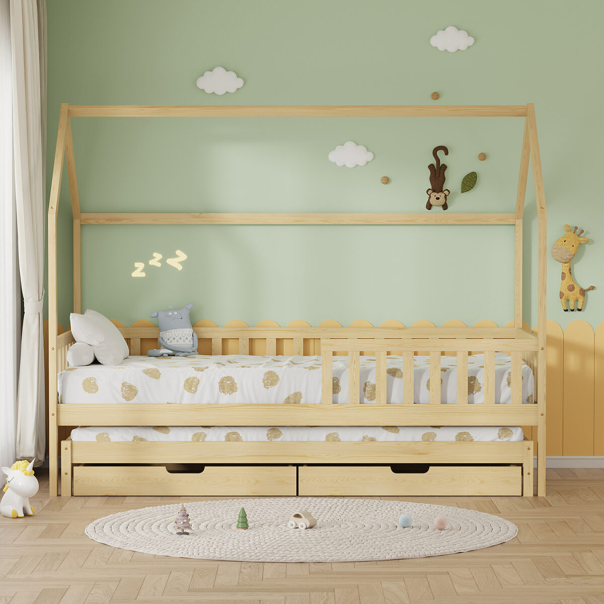 ΠΑΙΔΙΚΟ ΚΡΕΒΑΤΙ 3 ΣΕ 1 PHYLLIS HM723.01 ΞΥΛΟ ΠΕΥΚΟΥ ΦΥΣΙΚΟ 206x97x166Υεκ. - Image 4