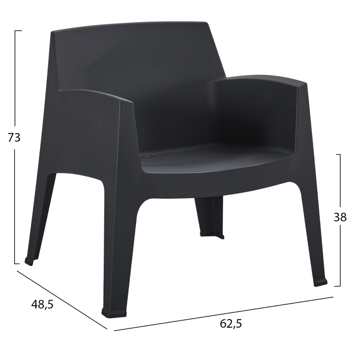 ΠΟΛΥΘΡΟΝΑ ΠΟΛΥΠΡΟΠΥΛΕΝΙΟΥ LOUNGE SLEEK HM6365.02 ΜΑΥΡΟ 62x68x73Υεκ. - Image 2