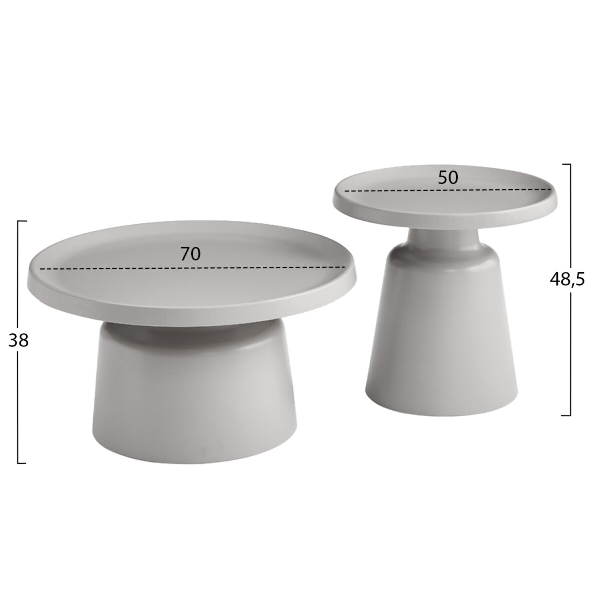 ΣΕΤ 2 ΤΡΑΠΕΖΙΑ ΣΑΛΟΝΙΟΥ RINKON2 HM18304.03 ΜΕΤΑΛΛΟ ΣΕ ΓΚΡΙ Φ50εκ & Φ70εκ - Image 2