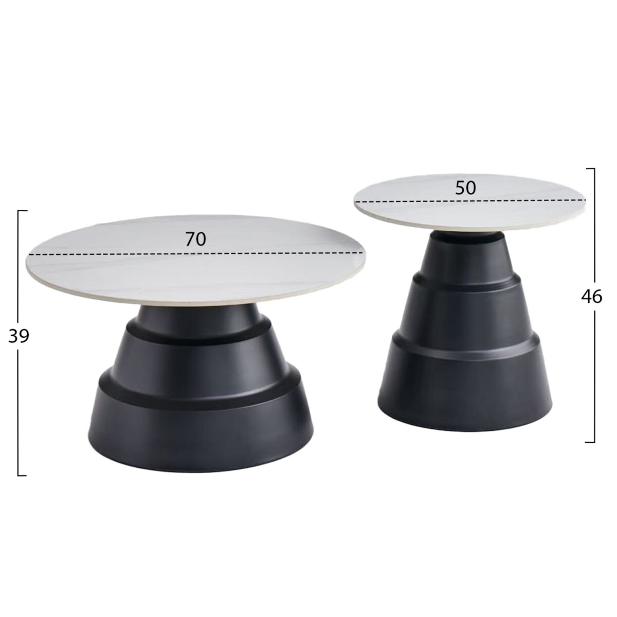 ΣΕΤ 2 ΤΡΑΠΕΖΙΑ ΣΑΛΟΝΙΟΥ LIDOX HM18306.02 SINTERED STONE TOP- SNOW WHITE ΧΡΩΜΑ Φ50 & Φ70 - Image 2