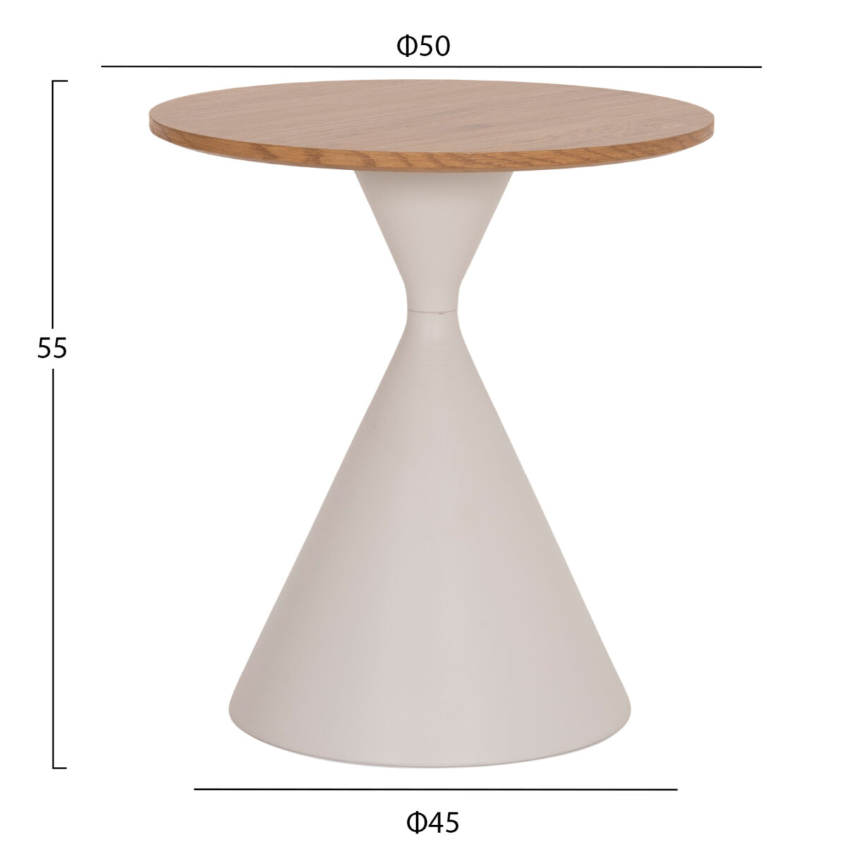 ΣΕΤ 2 ΤΡΑΠΕΖΙΑ ΣΑΛΟΝΙΟΥ JENNEL(X) HM18308.01 ΜΕΤΑΛΛΟ ΛΕΥΚΟ--MDF ΣΕ ΦΥΣΙΚΟ Φ50εκ & Φ70εκ - Image 3