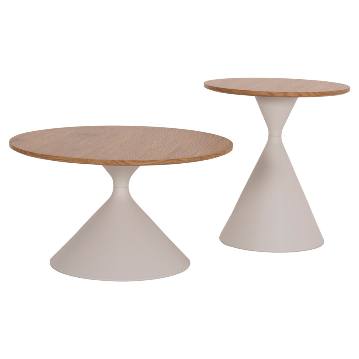 ΣΕΤ 2 ΤΡΑΠΕΖΙΑ ΣΑΛΟΝΙΟΥ JENNEL(X) HM18308.01 ΜΕΤΑΛΛΟ ΛΕΥΚΟ--MDF ΣΕ ΦΥΣΙΚΟ Φ50εκ & Φ70εκ - Image 4