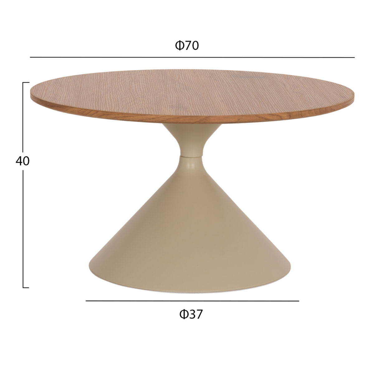 ΣΕΤ 2 ΤΡΑΠΕΖΙΑ ΣΑΛΟΝΙΟΥ JENNEL(X) HM18308.04 ΜΕΤΑΛΛΟ ΣΑΜΠΑΝΙ--MDF ΣΕ ΦΥΣΙΚΟ Φ50εκ & Φ70εκ - Image 2