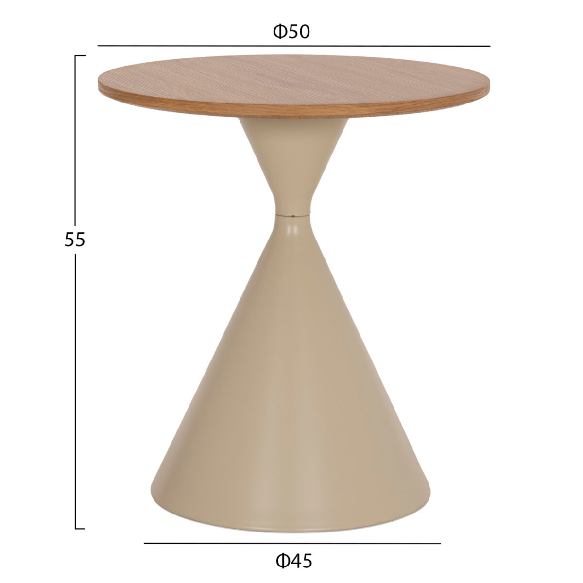 ΣΕΤ 2 ΤΡΑΠΕΖΙΑ ΣΑΛΟΝΙΟΥ JENNEL(X) HM18308.04 ΜΕΤΑΛΛΟ ΣΑΜΠΑΝΙ--MDF ΣΕ ΦΥΣΙΚΟ Φ50εκ & Φ70εκ - Image 3