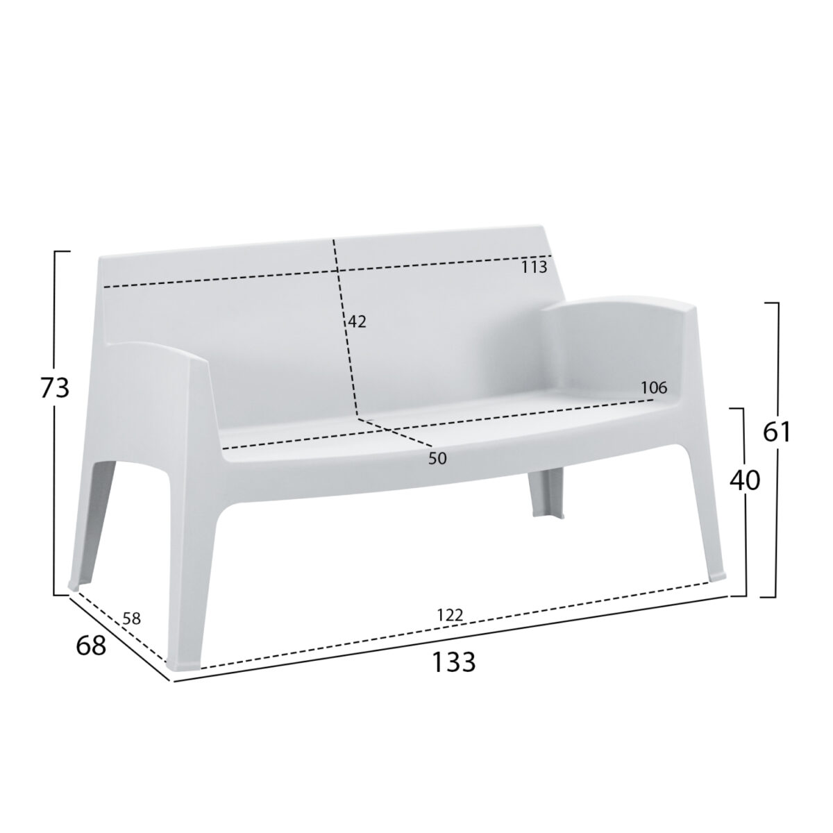 ΣΕΤ LOUNGE 4ΤΜΧ SLEEK HM21275.01 ΛΕΥΚΟ ΠΟΛΥΠΡΟΠΥΛΕΝΙΟ - Image 2