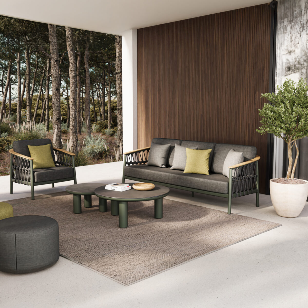 ΣΕΤ ΣΑΛΟΝΙ 5ΤΜΧ STREAM HM6426.07 ΠΡΑΣΙΝΟ ΑΛΟΥΜΙΝΙΟ-ΑΝΘΡΑΚΙ ΣΧΟΙΝΙ-OLEFIN - Image 2