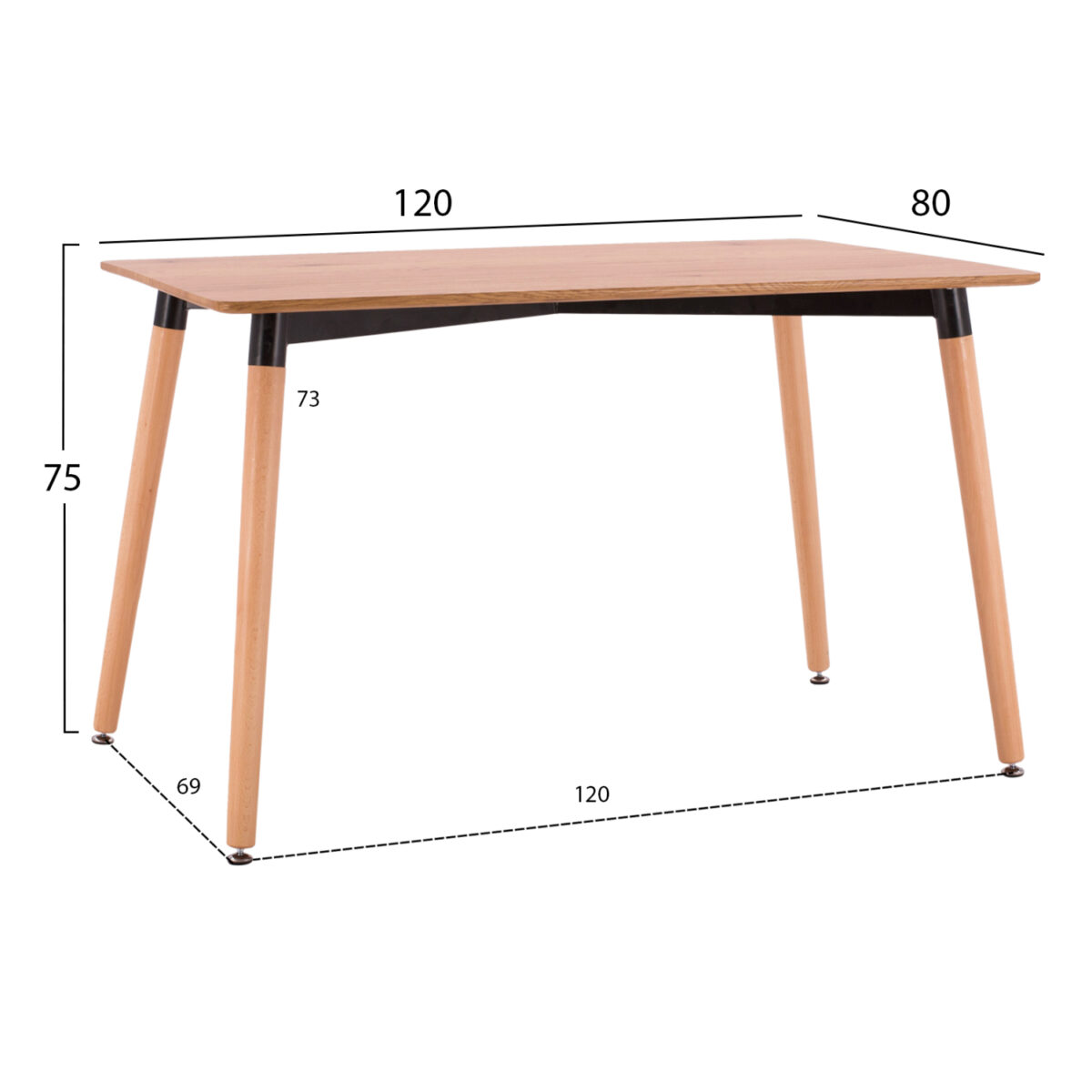 ΣΕΤ ΤΡΑΠΕΖΑΡΙΑΣ 5ΤΜΧ LUCIEN HM21183 MDF TOP & ΞΥΛΟ ΟΞΙΑΣ ΣΕ ΦΥΣΙΚΟ ΧΡΩΜΑ - Image 2