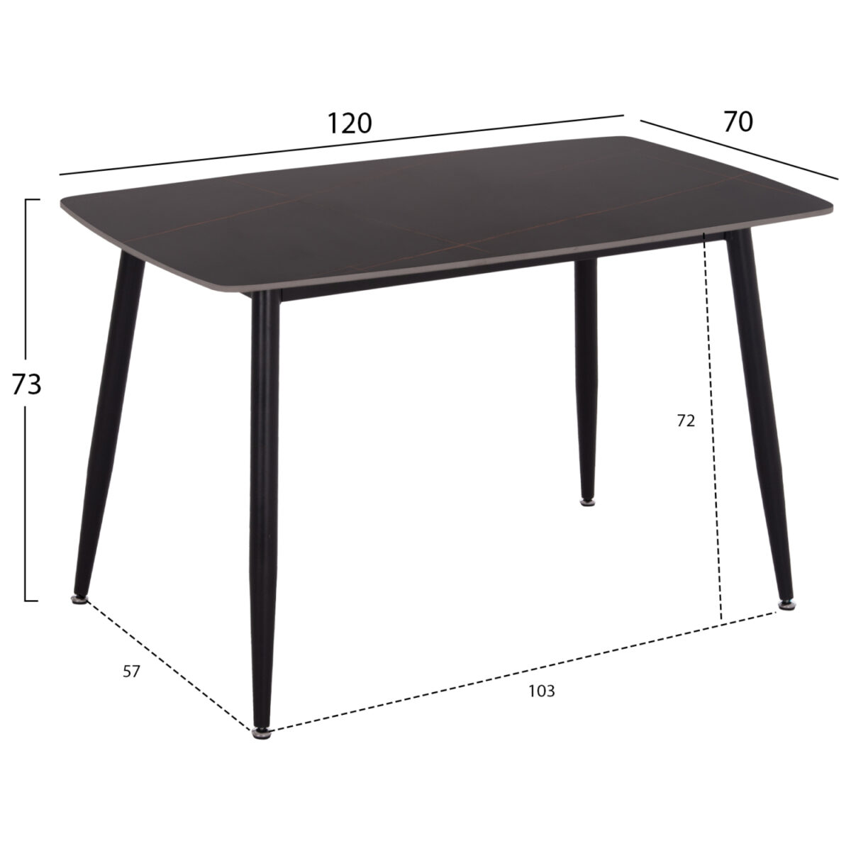 ΣΕΤ ΤΡΑΠΕΖΑΡΙΑΣ 5ΤΜΧ RAVEN HM21264.02 ΚΕΡΑΜΙΚΟ TOP ΜΑΥΡΟ ΜΑΡΜΑΡΟ--ΒΕΛΟΥΔΟ ΣΑΠΙΟ ΜΗΛΟ - Image 2