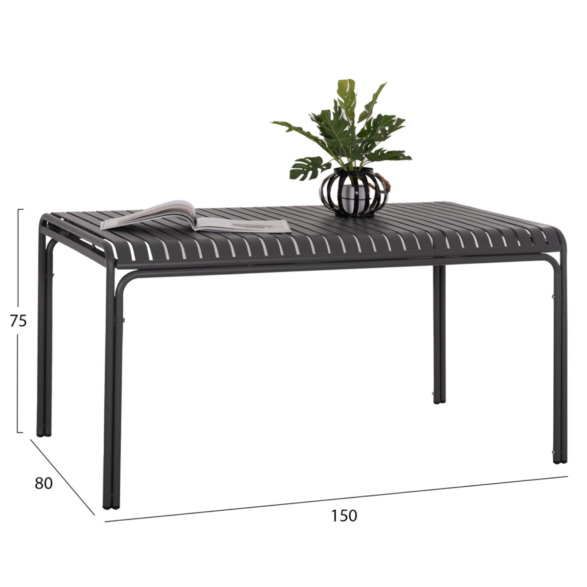 ΤΡΑΠΕΖΙ ΑΛΟΥΜΙΝΙΟΥ RACHEL HM6339.01 ΓΚΡΙ 150x80x75Υεκ. - Image 2