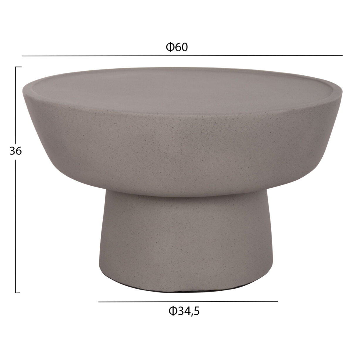 ΤΡΑΠΕΖΙ ΣΑΛΟΝΙΟΥ PIRSON HM18155.03 FIBER CEMENT ΣΕ ΓΚΡΙ--Φ60x36Υεκ. - Image 2