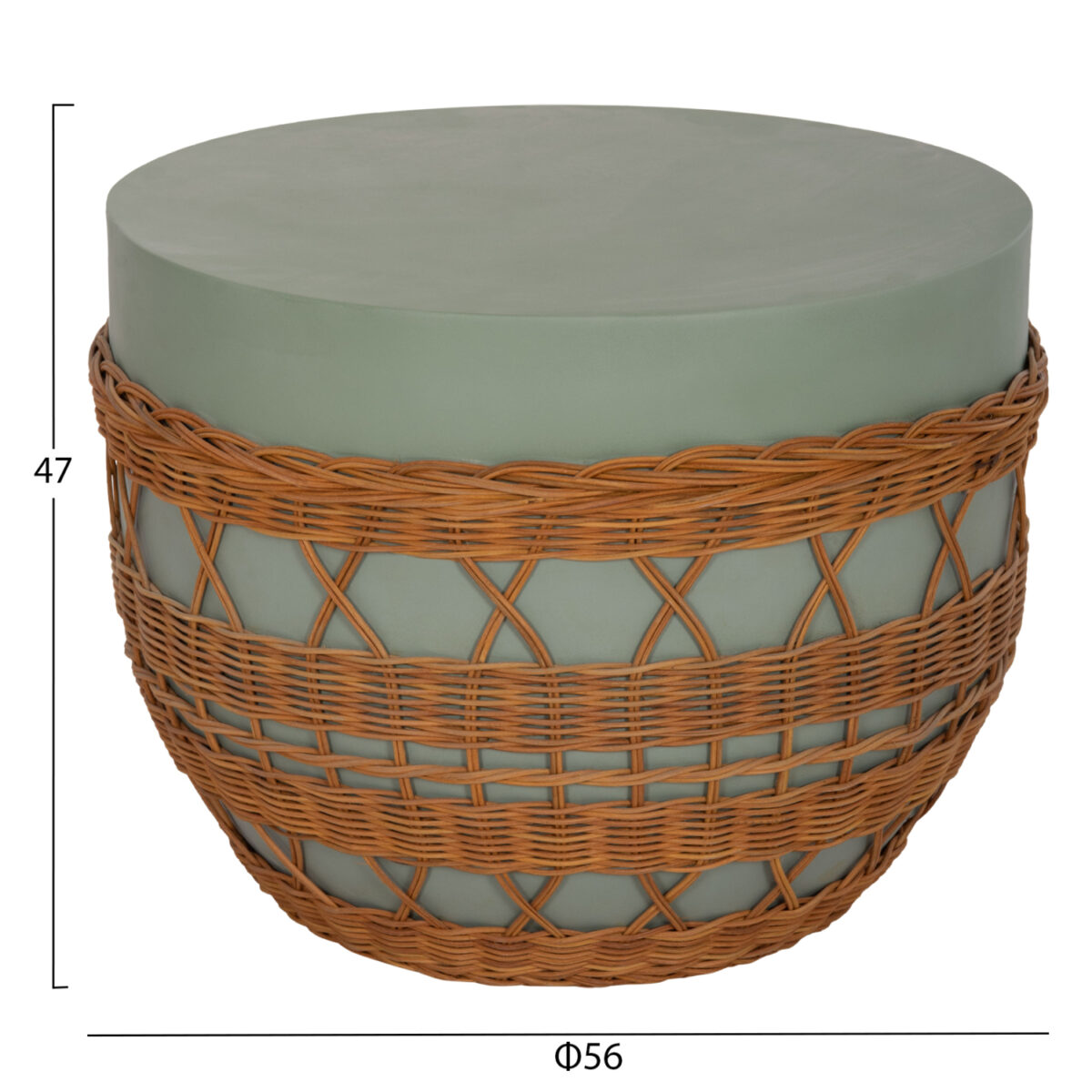 ΤΡΑΠΕΖΙ ΣΑΛΟΝΙΟΥ VILHENA HM18165 FIBER CEMENT ΠΡΑΣΙΝΟ-RATTAN ΦΥΣΙΚΟ Φ56x47Υεκ. - Image 2