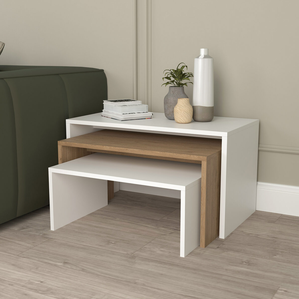 ΤΡΑΠΕΖΙ ΣΑΛΟΝΙΟΥ ΣΕΤ 3ΤΜΧ BENTIL HM9444.11 ΜΕΛΑΜΙΝΗ SONAMA-ΛΕΥΚΟ 65x35x45Υεκ - Image 6