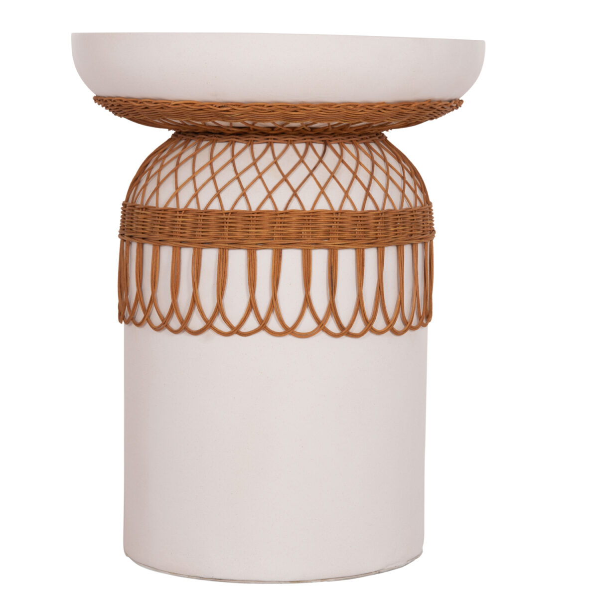 ΒΟΗΘΗΤΙΚΟ ΤΡΑΠΕΖΙ PRILEP HM18159.02 FIBER CEMENT ΛΕΥΚΟ & RATTAN--Φ60x76,5Υεκ - Image 3