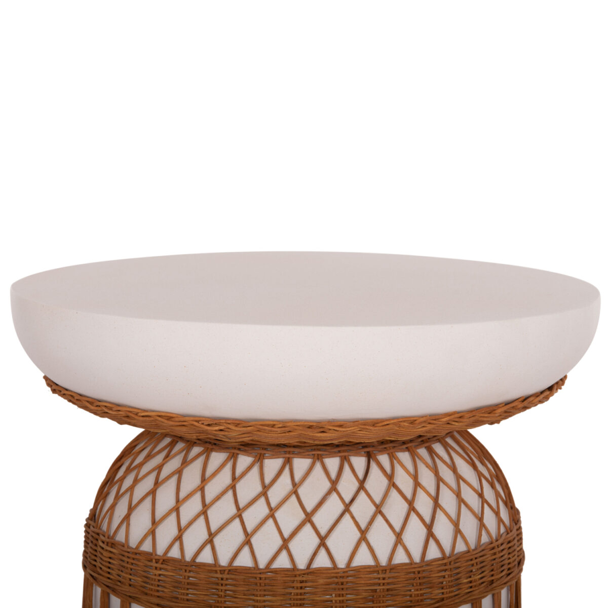 ΒΟΗΘΗΤΙΚΟ ΤΡΑΠΕΖΙ PRILEP HM18159.02 FIBER CEMENT ΛΕΥΚΟ & RATTAN--Φ60x76,5Υεκ - Image 4