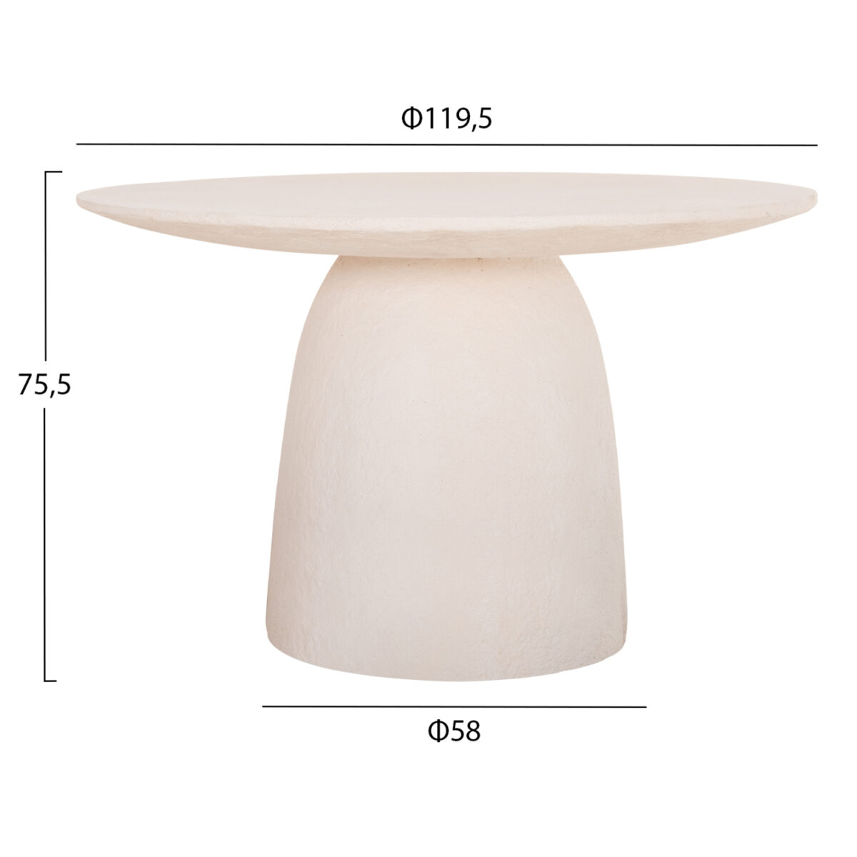 ΤΡΑΠΕΖΙ ΤΡΑΠΕΖΑΡΙΑΣ ΣΤΡΟΓΓΥΛΟ SEPPO HM18154.02 FIBER CEMENT ΛΕΥΚΟ--Φ119,5x75,5Υεκ. - Image 2