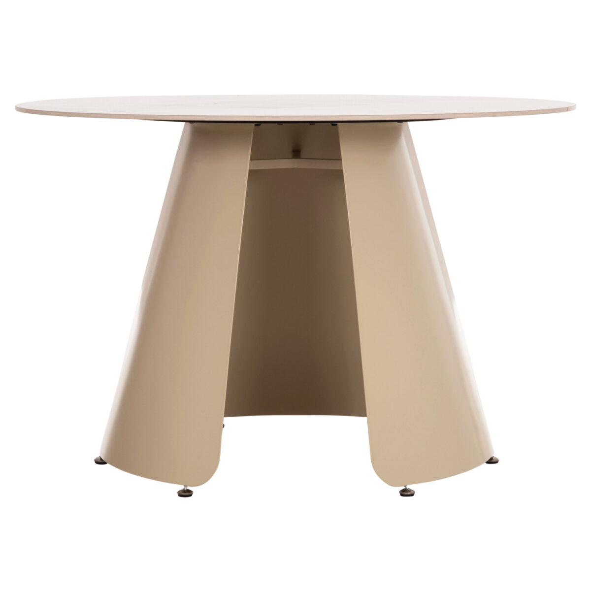 ΤΡΑΠΕΖΙ ΤΡΑΠΕΖΑΡΙΑΣ ΣΤΡΟΓΓΥΛΟ SEDAR HM18326 ΚΕΡΑΜΙΚΟ TOP--ΚΡΕΜ ΜΕΤΑΛ.ΠΟΔΙΑ Φ120x78Υ - Image 5