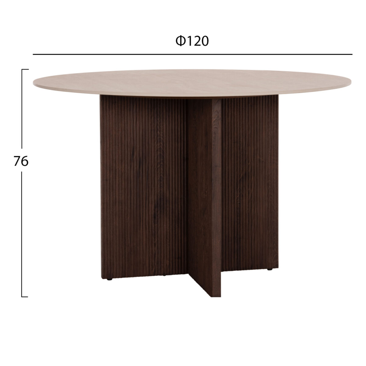 ΤΡΑΠΕΖΙ ΤΡΑΠΕΖΑΡΙΑΣ ΣΤΡΟΓΓΥΛΟ SKY HM18331 ΚΕΡΑΜΙΚΟ TOP ΟΨΗ ΤΡΑΒΕΡΤΙΝΑΣ Φ120x76Υεκ - Image 2