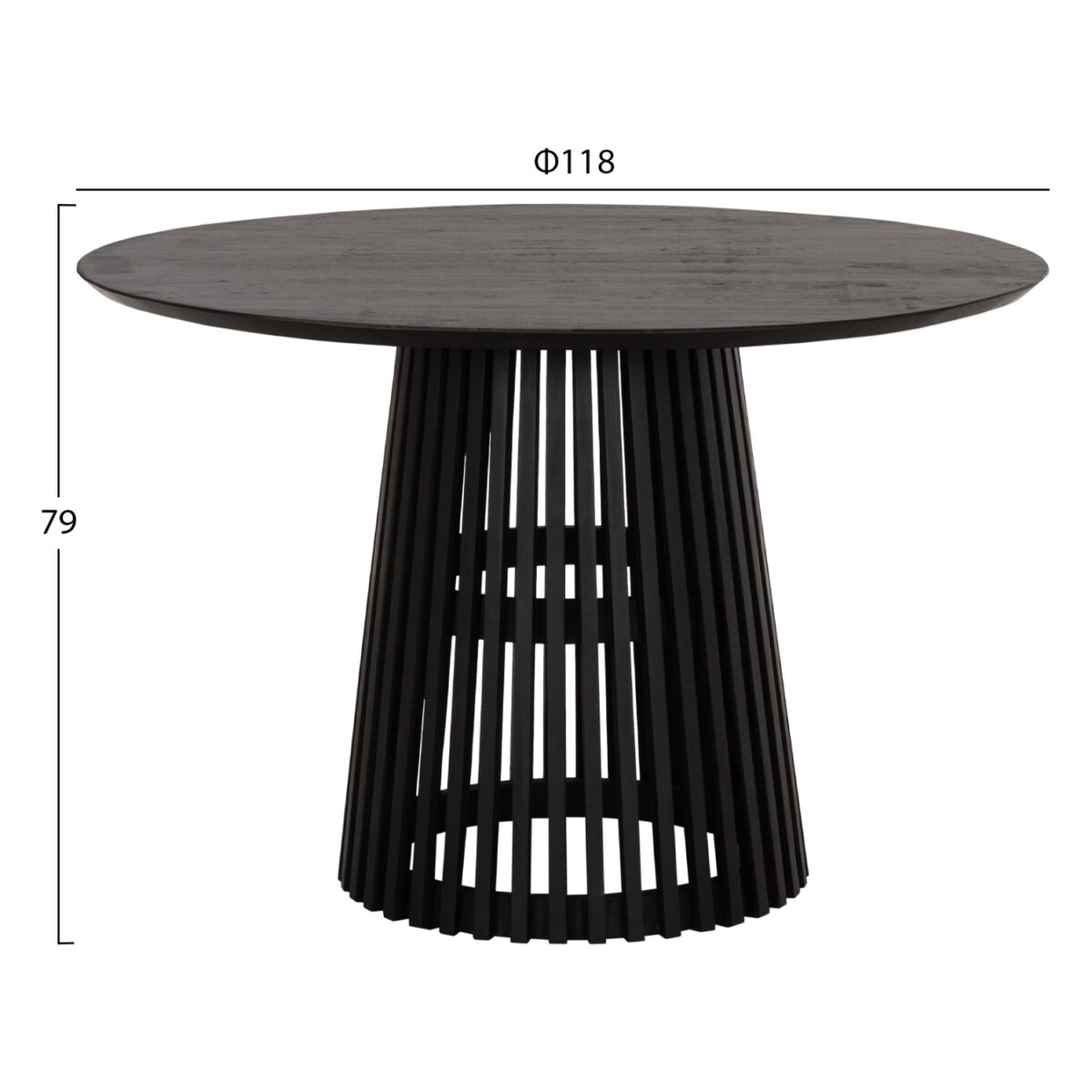 ΤΡΑΠΕΖΙ ΤΡΑΠΕΖΑΡΙΑΣ ΣΤΡΟΓΓΥΛΟ FRANTZ HM9388.02 ΜΑΣΙΦ ΞΥΛΟ MINDI BLACK Φ118x79Υεκ. - Image 2