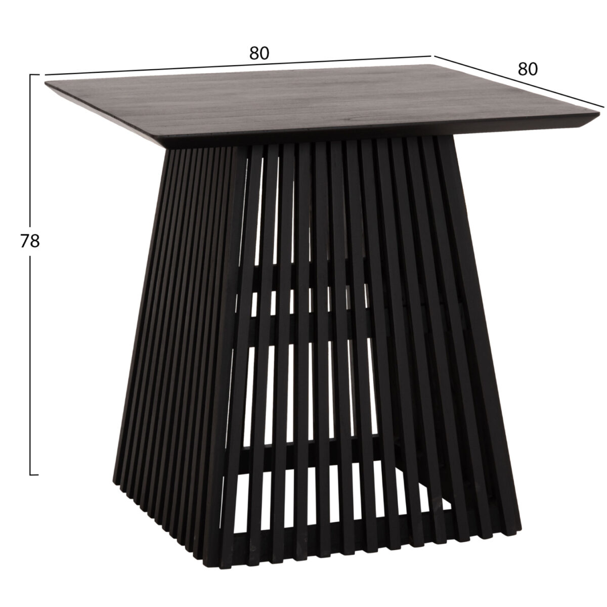 ΤΡΑΠΕΖΙ ΤΡΑΠΕΖΑΡΙΑΣ ΤΕΤΡΑΓΩΝΟ FRANTZ HM9458.02 MINDI ΞΥΛΟ ΜΑΥΡΟ 80x80x78Yεκ. - Image 2