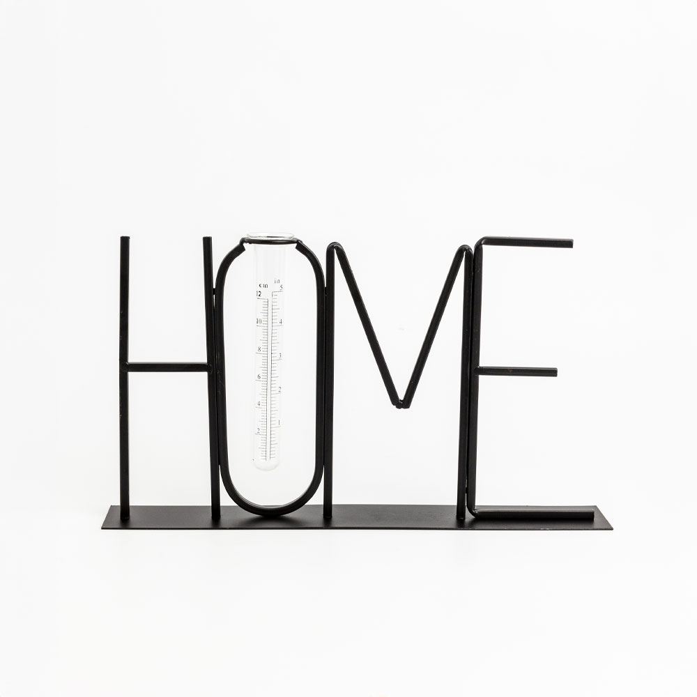 HOME ΔΙΑΚΟΣΜΗΤΙΚΗ ΕΠΙΓΡΑΦΗ 38x5x22cm ΜΕΤΑΛΛΟ ΜΑΥΡΟ ΓΥΑΛΙ