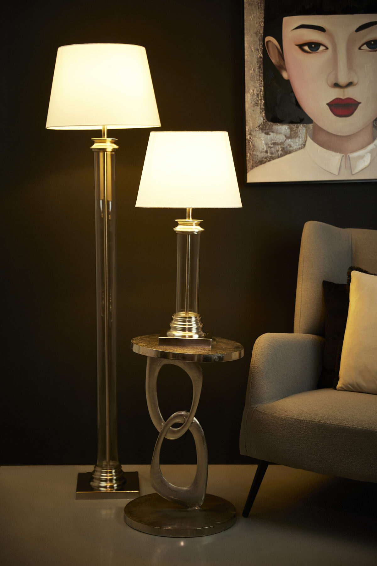 SKYLER ΦΩΤΙΣΤΙΚΟ ΕΠΙΔΑΠΕΔΙΟ 41x41x152cm ΑΛΟΥΜΙΝΙΟ ΑΣΗΜΙ ΓΥΑΛΙ ΛΕΥΚΟ - Image 2