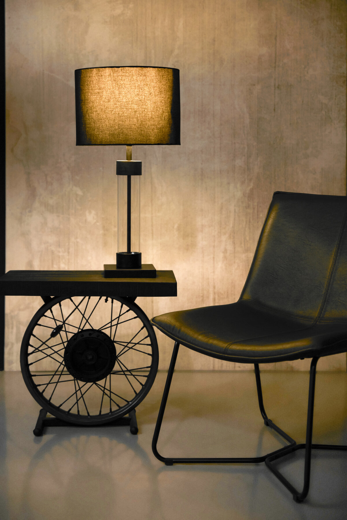 TREMONT ΦΩΤΙΣΤΙΚΟ ΕΠΙΤΡΑΠΕΖΙΟ 36x36x62cm ΣΙΔΕΡΟ ΜΑΥΡΟ ΜΑΤ ΓΥΑΛΙ ΜΑΥΡΟ - Image 2