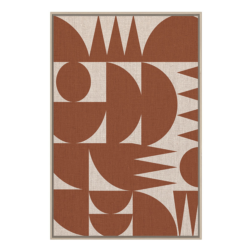 GEOMETRIC CUBISM ΠΙΝΑΚΑΣ ΔΙΑΚΟΣΜΗΣΗΣ ΜΕ ΚΟΡΝΙΖΑ 80x120x4cm ΚΑΜΒΑΣ TERRACOTTA ΞΥΛΟ ΦΥΣΙΚΟ