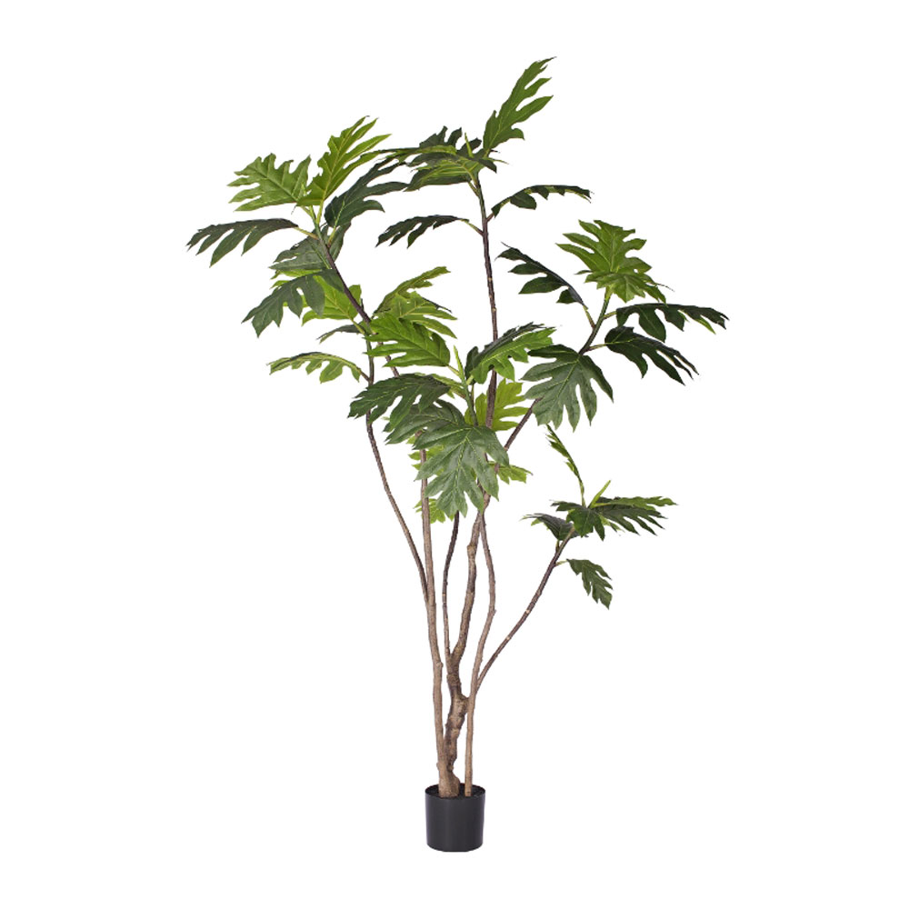 BREADFRUIT TREE ΔΕΝΤΡΟ ΤΕΧΝΗΤΟ ΣΕ ΓΛΑΣΤΡΑ 240cm PE ΠΡΑΣΙΝΟ ΜΕΤΑΞΩΤΟ ΥΦΑΣΜΑ