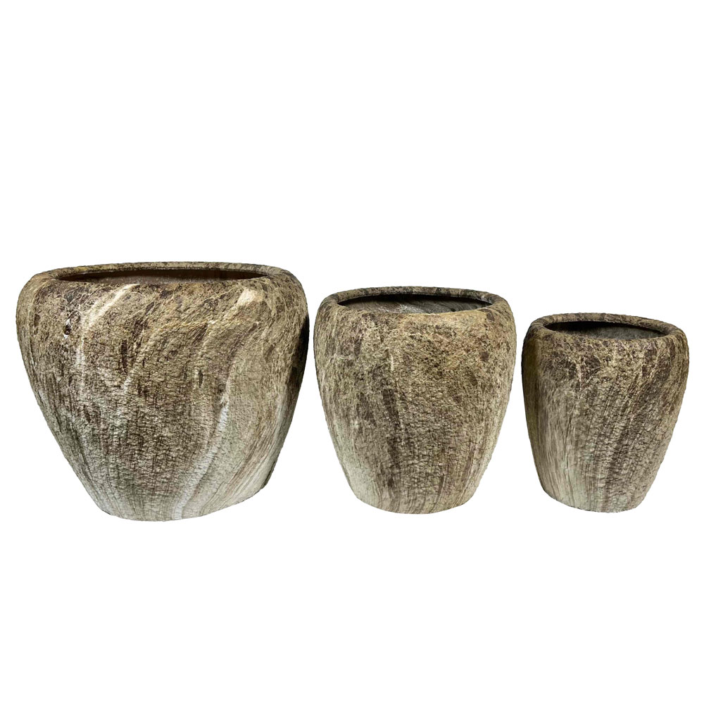 NANGA ΓΛΑΣΤΡΑ ΣΕΤ 3ΤΜΧ 42x42x35cm ΚΕΡΑΜΙΚΟ ΜΠΕΖ ΚΑΦΕ