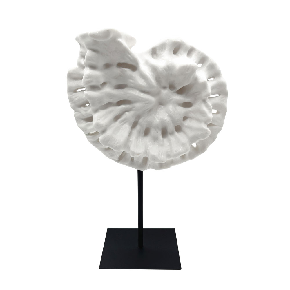 SHELL ΔΙΑΚΟΣΜΗΤΙΚΟ ΚΟΧΥΛΙ 25x12x41cm POLYRESIN ΑΣΠΡΟ ΜΑΥΡΟ ΜΕΤΑΛΛΟ